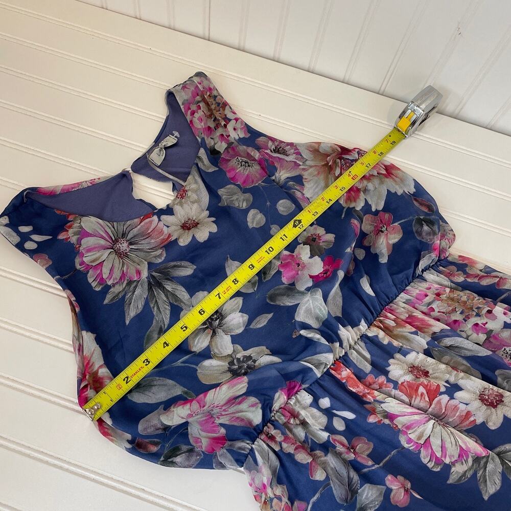 NWT LARA G by Lara Guidotti Garden Floral Airy Silk Blend Maxi Dress Size L - Picture 8 of 9